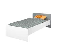 Miroytengo Cama 90x190 Juvenil Germain en Blanco Mate y Gris con Cabecero, Melamina, Moderno - 120cm