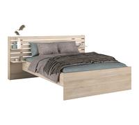 Miroytengo Cama de Matrimonio con cabecero en Color roble Japonés 135-140x200 cm Light wood - 135x200 cm 270.25