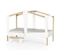 Miroytengo Cama Infantil Cabane Roble y Blanco Mate 90x200 cm White/wood - 90x200 cm