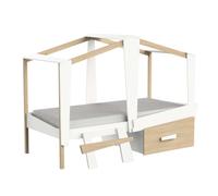 Miroytengo Cama Infantil Juvenil Cabane Cajón Incluido Color Roble Y Blanco Mate 90x200 cm White - light wood - 90x200 cm