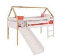 Miroytengo Cama Juvenil Infantil Tobogan Carnival Color Blanco Y Roble Cambrian 90x190 cm White - 90x190cm