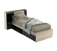 Miroytengo Cama Juvenil Life Con Cabecero Color Roble Kronberg Y Negro 90x190-200 cm