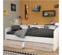 Miroytengo Cama Juvenil Style Color Blanco con cajones Roble Japonés habitacion Infantil Moderna 90x190-200 cm