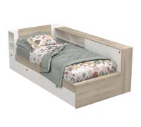 Miroytengo Cama Life con almacenaje Dormitorio juvenil blanco y roble Kronberg 90x190-200 cm