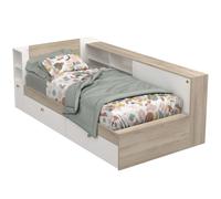 Miroytengo Cama Life con almacenaje Dormitorio juvenil blanco y roble Kronberg 90x190-200 cm