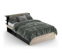 Miroytengo Cama Matrimonio Life en Color Roble Kronberg y Negro Mate con Cabecero y 2 Cajones 135/140x190/200 cm