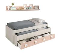 Miroytengo Cama nido Nube 65x199x96 cm (alto x largo x ancho) blanco y rosa