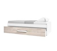 Miroytengo Cama Nido para Habitación Dormitorio Juvenil Estilo Nórdico en Color Roble Sahara y Blanco Mate 90x190 cm