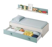 Miroytengo Cama Nido Snuba Infantil o juvenil con estantería Verde aqua y blanco alpes White/green - 90x190 cm