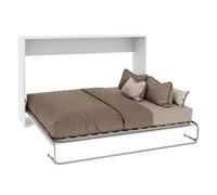 Cama Plegable Dormitorio Juvenil Cama De Invitados Abatible Horizontal Color Blanco Mate 135x190 Cm