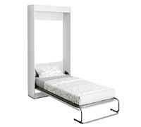 Miroytengo Cama Plegable Dormitorio Juvenil Cama de Invitados Abatible Vertical Color Blanco Mate 90x190 cm