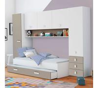 Miroytengo Cama Tidy Con Cajones Habitación Infantil Juvenil Color Blanco Y Arcilla Dormitorio Mueble 90x200 cm White - brown