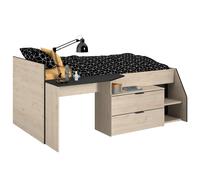 Miroytengo Cama Valky con Escritorio 2 cajones habitación Infantil en Varios Colores Dormitorio Mueble 90X200/190 cm Black/ wood 90x200/190cm