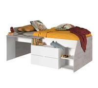 Miroytengo Cama Valky con Escritorio 2 cajones habitación Infantil en Varios Colores Dormitorio Mueble 90X200/190 cm White/ gray 90x200/190cm