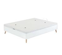 Miroytengo Canapé alto estilo nórdico con patas ligeramente inclinadas color blanco cama dormitorio