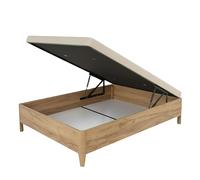 Miroytengo Canapé Cope dormitorio Roble Amazonas tapa reforzada anti-curva, apertura manual bombines gas, patas haya 11 cm Light wood - 135x190 cm 135 x 190 cm