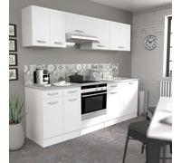 Miroytengo Cocina modular color blanco Eko melamina con encimamera incluida 6 módulos 180 cm ancho White -