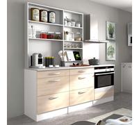 Cocina modular eko 4 muebles color roble jackson y blanco 180cm