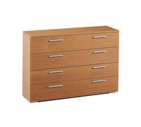 Miroytengo Cómoda Ancha Clásica en color Cerezo – 4 cajones – 102x82x41 cm – Para dormitorio
