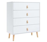 Miroytengo Cómoda Anzio 4 Cajones Madera Pino Blanco Mate 80 Cm