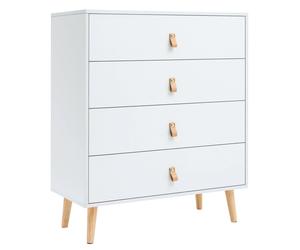 Miroytengo Cómoda Anzio 4 Cajones Madera Pino Blanco Mate 80 Cm