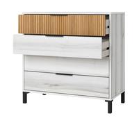 Miroytengo Cómoda Arles 4 Cajones Blanco Albo y Roble Rayado 80x80 cm White/ wood -