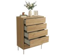 Miroytengo Cómoda Dormitorio 5 Cajones Sforza, Cajonera con Patas Roble Natural 75x100x40 cm Light wood