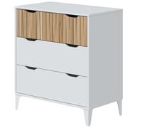 Miroytengo Cómoda Dormitorio Cajonera 3 Cajones Noite Dormitorio Moderno en Blanco Artik y Roble Natur 71x76x40 cm Blanco - Madera claro -