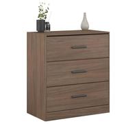 Miroytengo Cómoda Dormitorio con 3 cajones Oshira, Mueble para Ropa, Roble Tostado y Negro Stipple Dark wood -