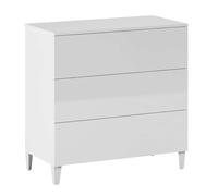 Miroytengo Cómoda dormitorio con tres cajones en blanco brillo 80x80x40 cm White