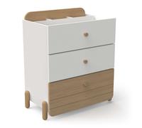 Cómoda edaj juvenil con 3 cajones blanco y roble 73x82cm mueble almacenamiento dormitorio juvenil 82 cm