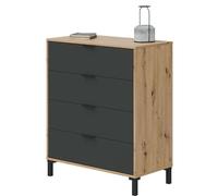 Miroytengo Cómoda Elegante en Melamina Color Roble Nodi y Gris Antracita, Espaciosa y Moderna, Estilo Contemporáneo, 78cm - Modelo 43