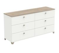Miroytengo Cómoda Izzy Blanco Mate y Roble Kronberg 150x77cm Dormitorio Estilo Nórdico Blanco/ Madera -
