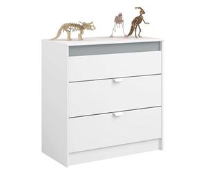 Miroytengo Cómoda Juvenil Germain 3 Cajones 78 cm Melamina Blanco Mate y Gris, Mueble de Dormitorio Juvenil