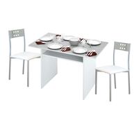 Miroytengo Conjunto de Mesa Cocina y 2 Sillas Pack Mesa Desplegable y 2 Sillas Blanco y Gris Cemento White - gray