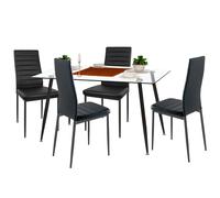 Miroytengo Conjunto de Mesa Comedor Cristal y 4 Sillas Avat Estilo Moderno Negro Black