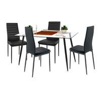 Miroytengo Conjunto de Mesa Comedor Cristal y 4 Sillas Avat Estilo Moderno Negro