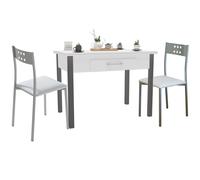 Miroytengo Conjunto de Mesa Extensible con 2 Sillas Cocina, Mesa Extensible 140 cm, Muebles de Cocina Blanco y Gris White - gray - 320.85
