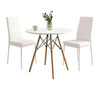 Miroytengo Conjunto de Mesa Redonda con 2 Sillas Cocina, Muebles de Cocina, Estilo Moderno en Color Blanco Mate