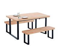 Miroytengo Conjunto de Mesa y 2 Bancos Estilo Industrial en Color Roble Nordish y Negro Nordish oak - black