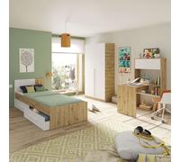 Miroytengo Conjunto de Muebles Dormitorio Juvenil Moderno Melamina Color Roble Nodi y Blanco Artik White - light wood