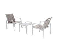 Miroytengo Conjunto de Muebles Exterior Elyn Jardín Terraza 3 Piezas Estilo Contemporáneo Color Blanco y Beige White/ beige -