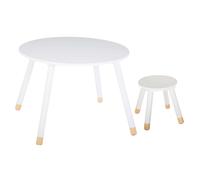 Miroytengo Conjunto Infantil Muebles Dormitorio Para Niños Pack Douceur Mesa + Taburete Color Blanco White/ wood -