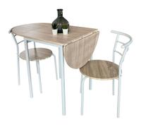 Miroytengo Pack de Mesa Extensible y 2 Sillas Cocina Butterfly, Mesa Plegable Comedor Roble Sonoma y Negro 55-115x61x74 cm