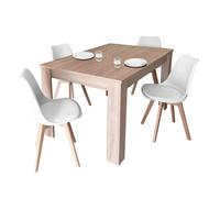 Miroytengo Conjunto Mesa Extensible con 4 Sillas en Color Roble Canadian y Blanco White - canadian oak