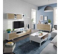 Miroytengo Conjunto Salón Comedor Estilo Moderno Mueble Modular Televisión Mesa Centro Elevable Aparador White/ wood - 474.95