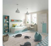 Miroytengo Dormitorio Completo para Habitación Juvenil o Infantil en Color Verde y Blanco con un Somier Incluido