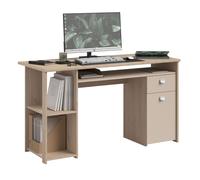 Miroytengo Escritorio de Ordenador Anello, Mesa Oficina 1 Cajón, 1 Puerta Roble Jackson y Cashmere 138x78x59 cm Light wood - beige -