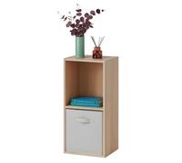 Miroytengo Estantería 2 Cubos Abril, Librería Modular 1 Cajón Tela, Sala de Estar Roble Sonoma y Beige 30x60x28 cm