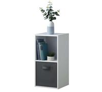 Estantería 2 cubos baja auxiliar abril, librería modular 1 cajón tela salón 30x60x28 cm
